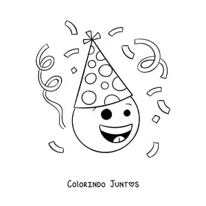 Desenho para colorir de emoji de aniversário animado