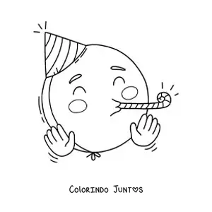 Desenho para colorir de emoji de comemoração de aniversário