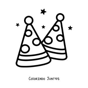 Desenho para colorir de emoji de chapéus de festa de aniversário