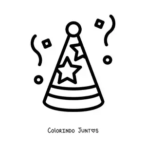 Desenho para colorir de emoji de um chapéu de festa de aniversário