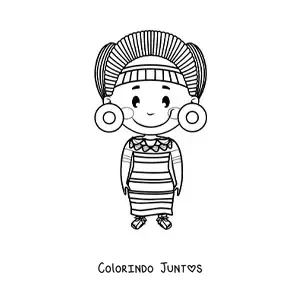 Desenho para colorir de mulher maia