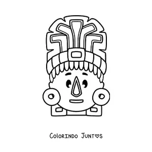 Desenho para colorir de máscara maia