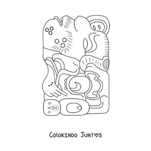 Desenho para colorir de hieróglifo maia