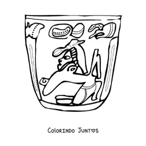 Desenho para colorir de vasilha maia