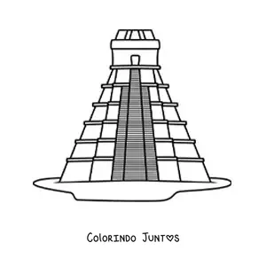 Desenho para colorir de pirâmide maia