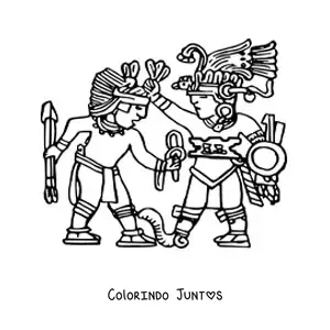 Desenho para colorir de guerreiro asteca