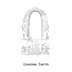 Desenho para colorir de arte asteca
