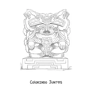 Desenho para colorir de escultura asteca