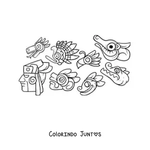 Desenho para colorir de deuses astecas