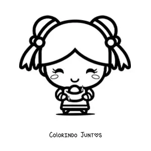 Desenho para colorir de menina chinesa kawaii animada
