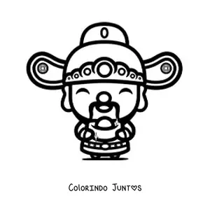 Desenho para colorir de menino chinês kawaii animado