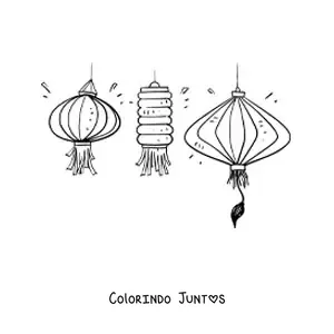 Desenho para colorir de lanternas chinesas