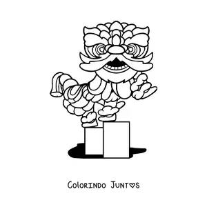 Desenho para colorir de dragão chinês animado