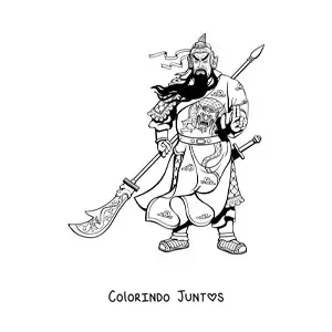 Desenho para colorir de guerreiro chinês