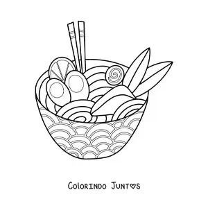 Desenho para colorir de prato de macarrão chinês
