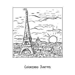 Desenho para colorir de paisagem da cidade de Paris