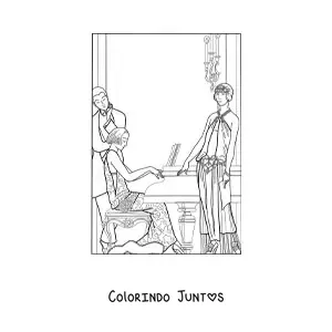 Desenho para colorir de garotas francesas dos anos 20