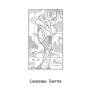 Desenho para colorir de moda francesa dos anos 20