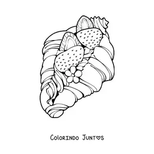 Desenho para colorir de croissant doce recheado