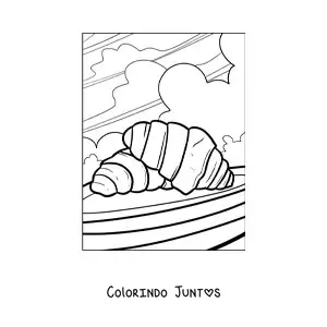 Desenho para colorir de croissants franceses tradicionais