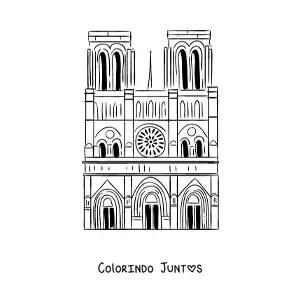 Desenho para colorir de catedral de Notre Dame
