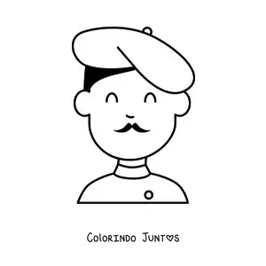 Desenho para colorir de homem francês animado com boina