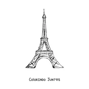Desenho para colorir de torre Eiffel