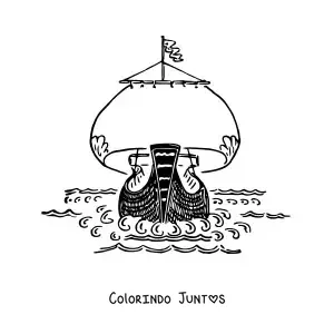 Desenho para colorir da proa de um navio no mar