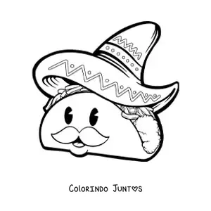 Desenho para colorir de taco mexicano animado