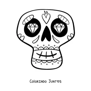 Desenho para colorir de caveira mexicana fácil