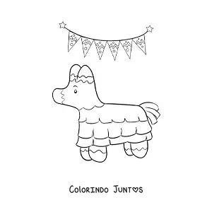 Desenho para colorir de pinhata mexicana animada