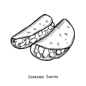 Desenho para colorir de tacos mexicanos