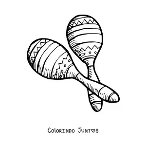 Desenho para colorir de maracás mexicanas