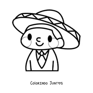 Desenho para colorir de mariachi kawaii animado