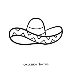 Desenho para colorir de sombrero mexicano
