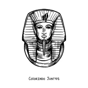 Desenho para colorir de máscara de tutancâmon