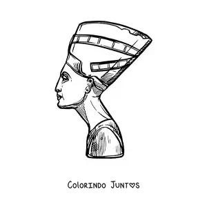 Desenho para colorir de escultura de nefertiti