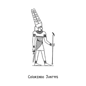 Desenho para colorir de hieróglifo egípcio do deus amon