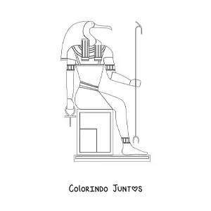 Desenho para colorir de hieróglifo egípcio do deus thoth