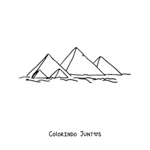 Desenho para colorir de pirâmides egípcias no deserto
