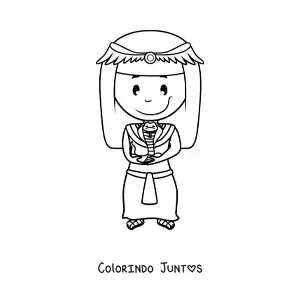 Desenho para colorir de mulher egípcia animada com uma cobra