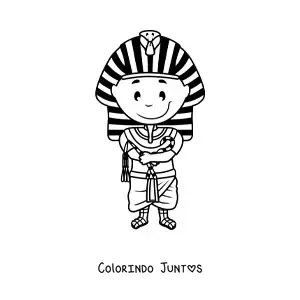 Desenho para colorir de faraó egípcio tutancâmon animado