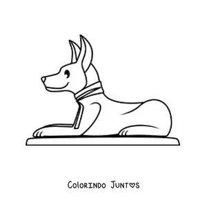 Desenho para colorir de escultura egípcia de um chacal