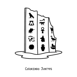 Desenho para colorir de hieróglifos egípcios