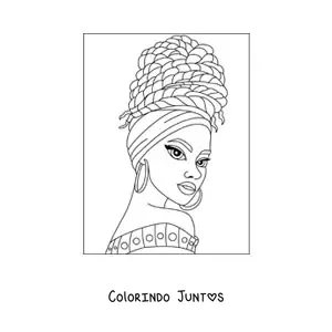 Desenho para colorir de mulher africana com adorno de cabeça