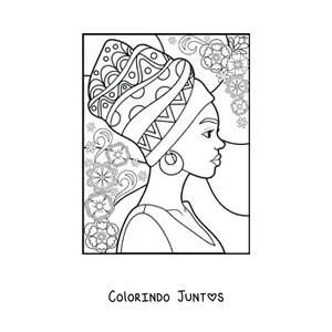 Desenho para colorir de mulher africana animada