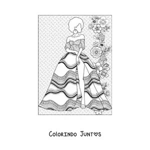 Desenho para colorir de vestido africano