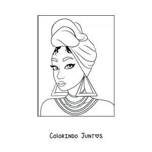 Desenho para colorir de mulher africana com turbante