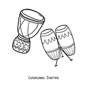 Desenho para colorir de tambores africanos