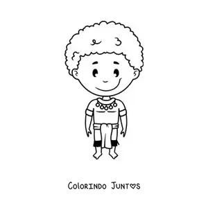 Desenho para colorir de menino africano animado